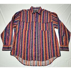 NWT Frontier Series Men's Long Sleeve Striped Western Button Up Shirt - Size XL